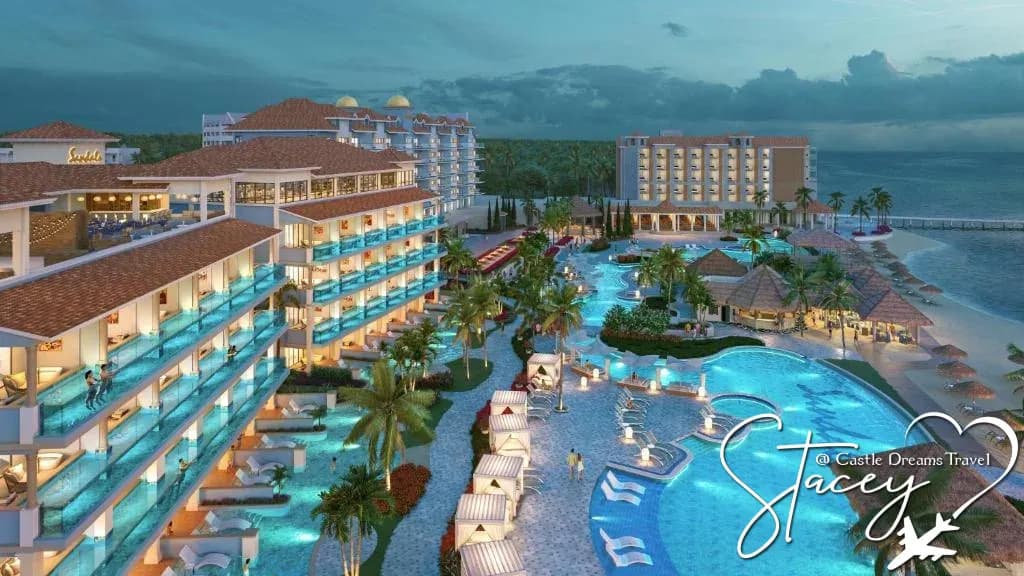 Sandals Dunn's River on Jamaica's north coast near cascading waterfalls
