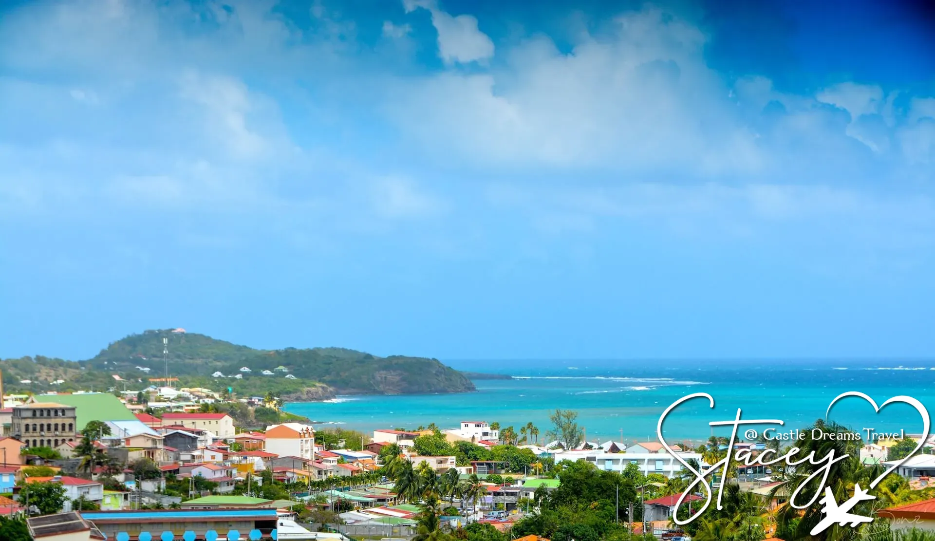 Picturesque bay and lush hills of Martinique