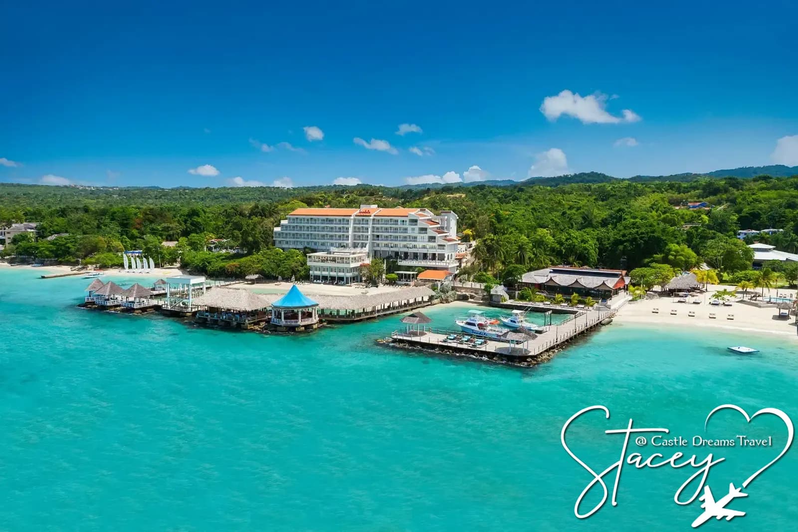 Hillside gardens and ocean views at Sandals Ochi Beach Resort