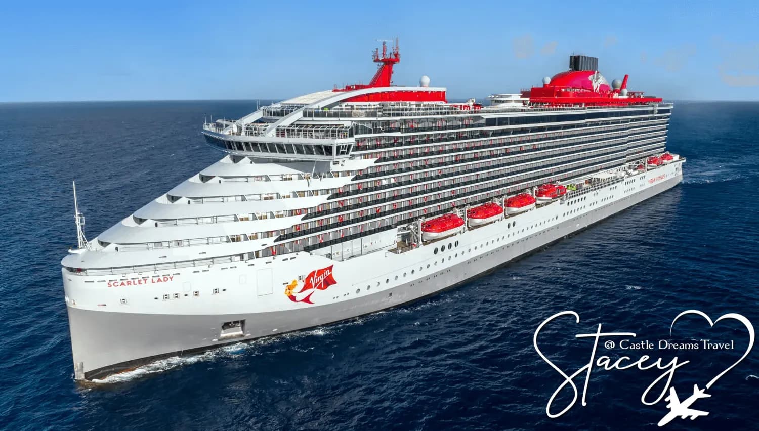 Virgin Voyages' Scarlet Lady at sea