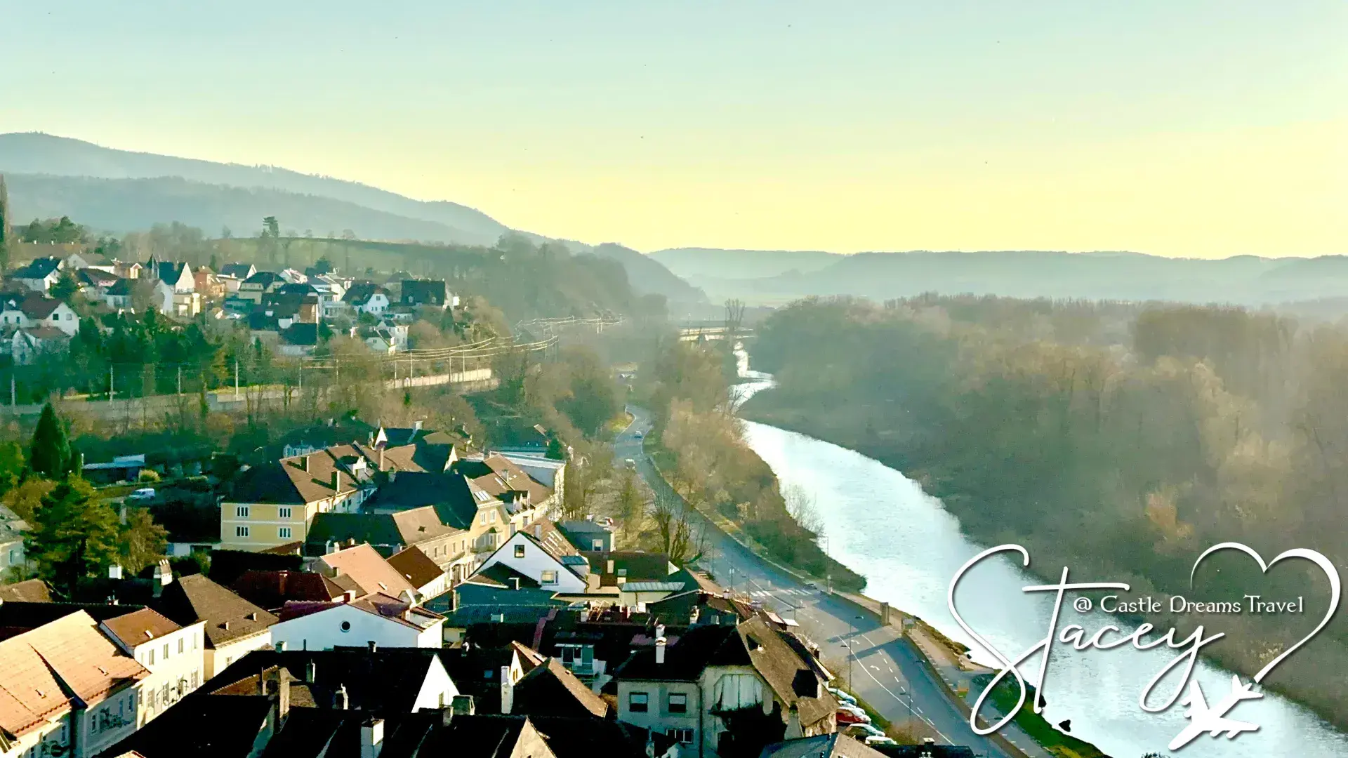 View over the town of Melk and the Danube Valley from the abbey