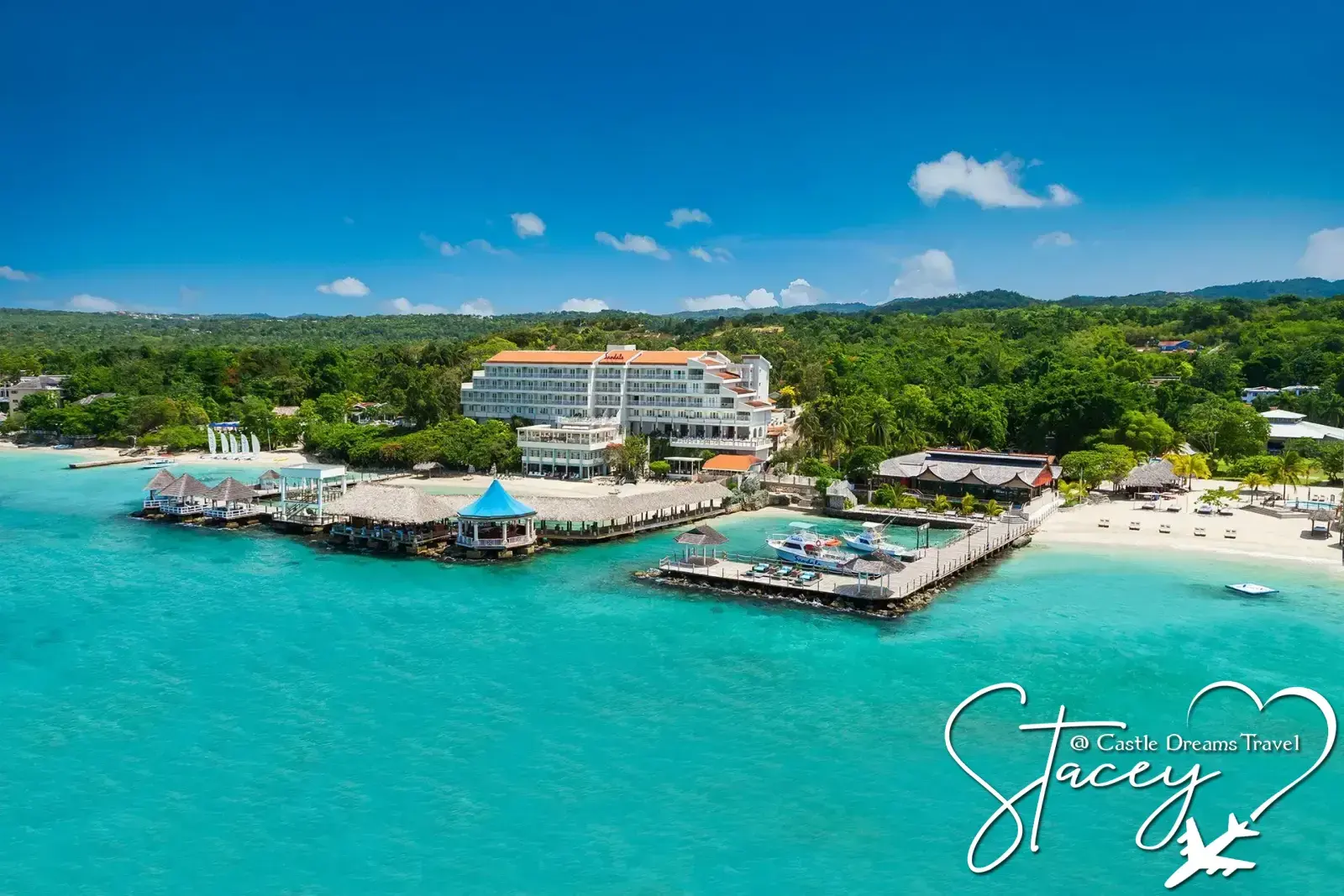 Hillside gardens and ocean views at Sandals Ochi Beach Resort