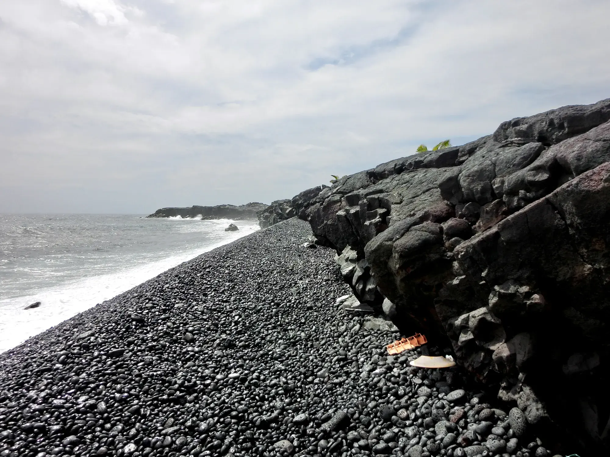 Black volcanic rock shoreline at Kalapana on Hawaii's Big Island