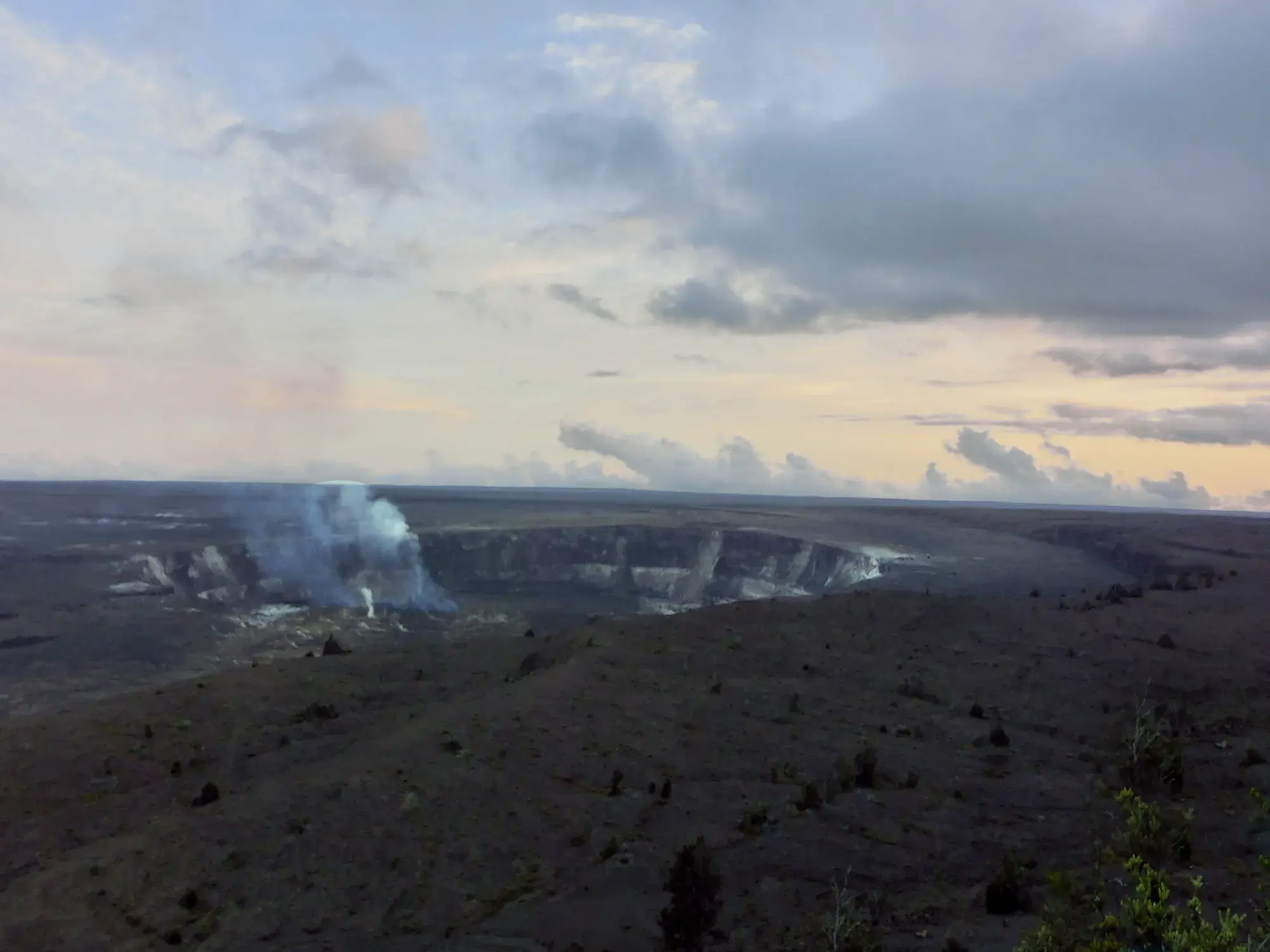 The Kilauea crater caldera in Hawaii Volcanoes National Park on the Big Island